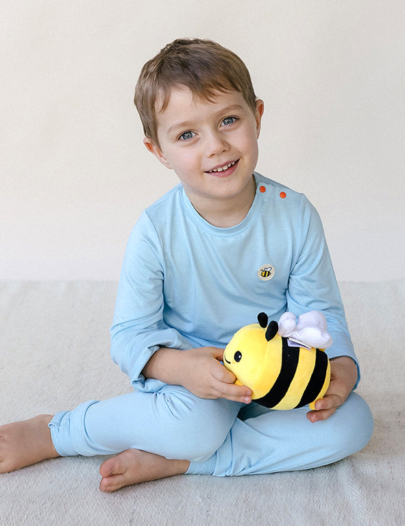 COMFORT Organic Bamboo Long Sleeved Top & Bottom Set in Blue