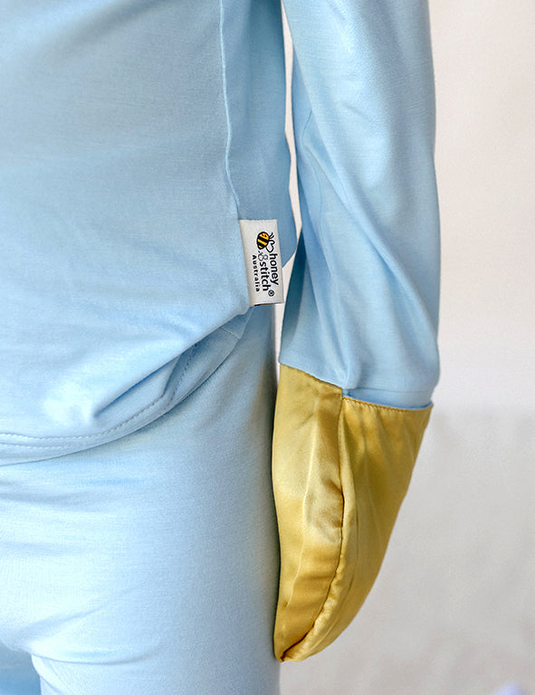 COMFORT Organic Bamboo Long Sleeved Top & Bottom Set in Blue