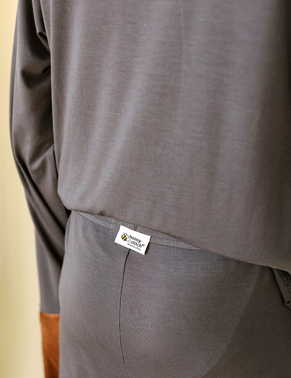 COMFORT Organic Bamboo Long Sleeved Top & Bottom Set in Dark Gray