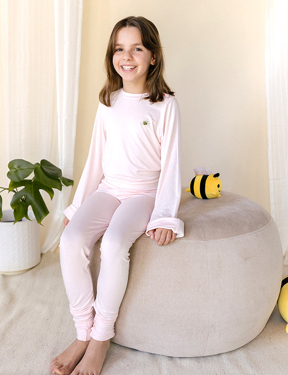 COMFORT Organic Bamboo Long Sleeved Top & Bottom Set in Pink